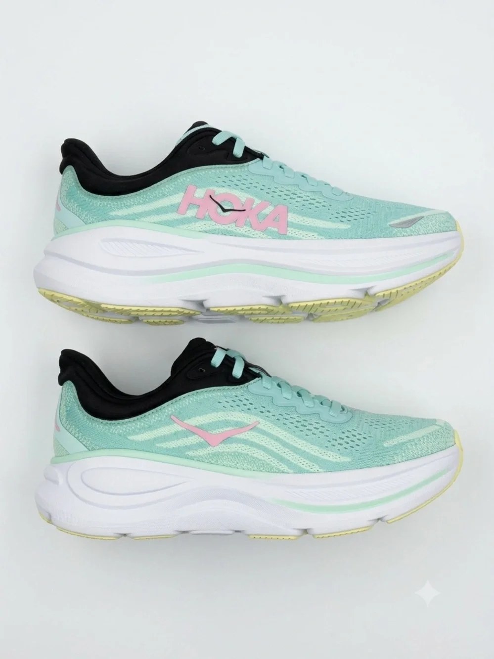HOKA Mint Green and Pink Women's Running Sneakers